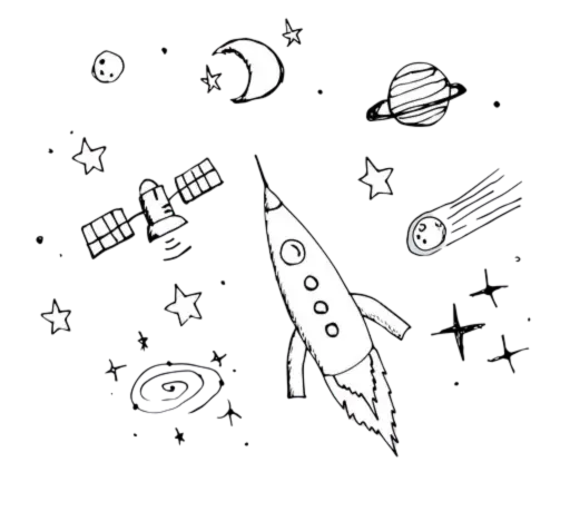 Dream of space and rocket background